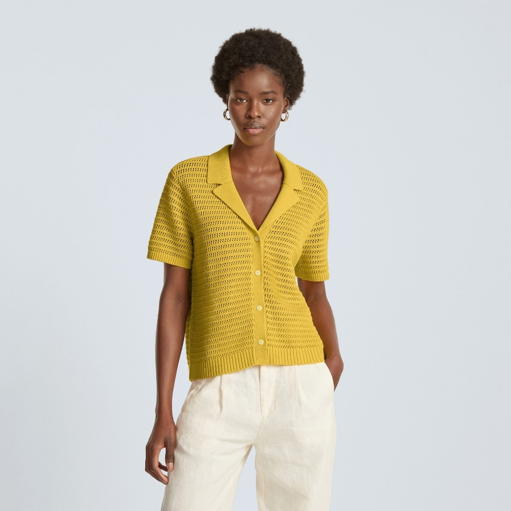 Everlane Yellow Knit Short Sleeve Top